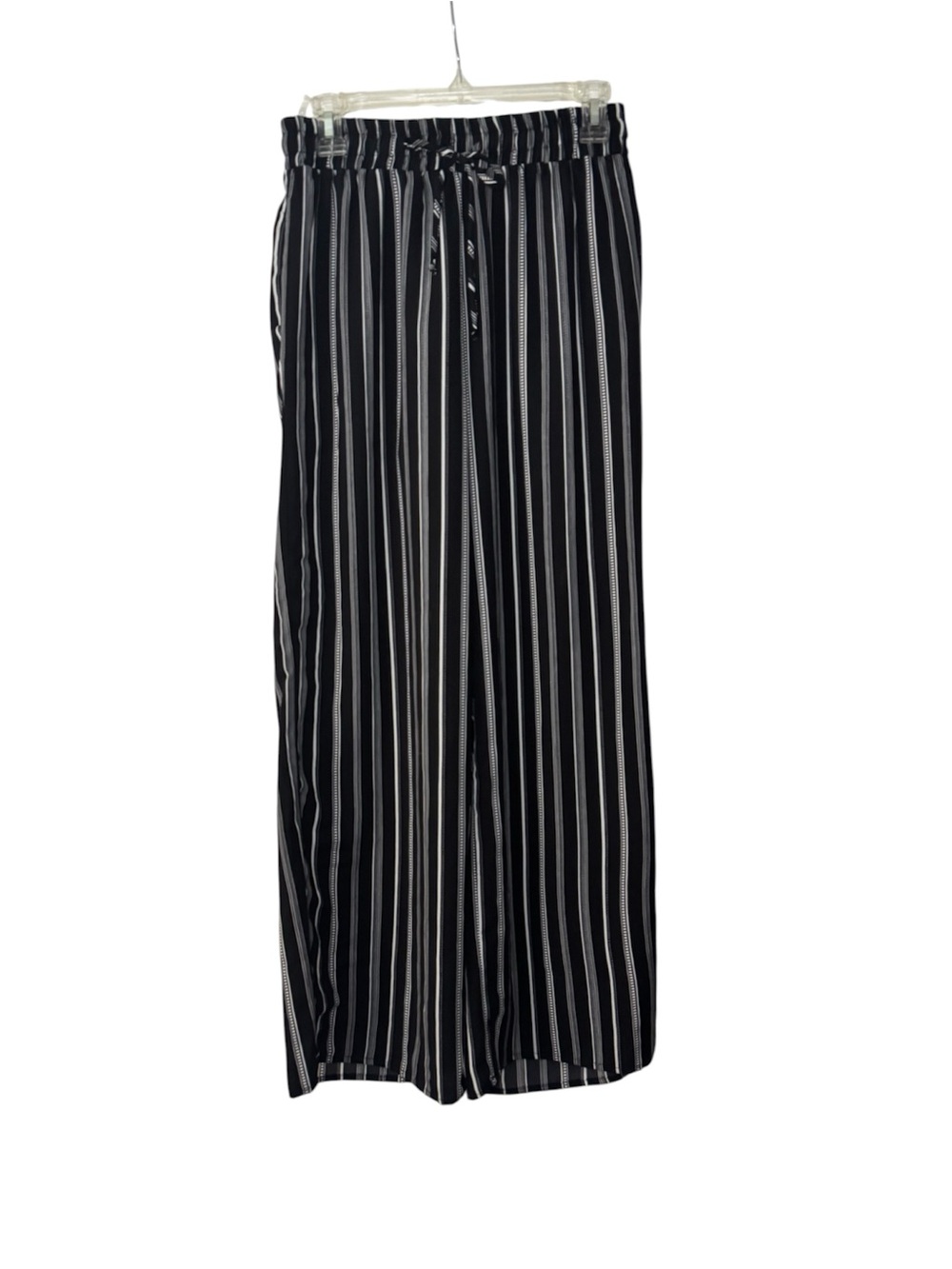 CY Fashion Black and White Vertical Stripe Wide-Leg Pants